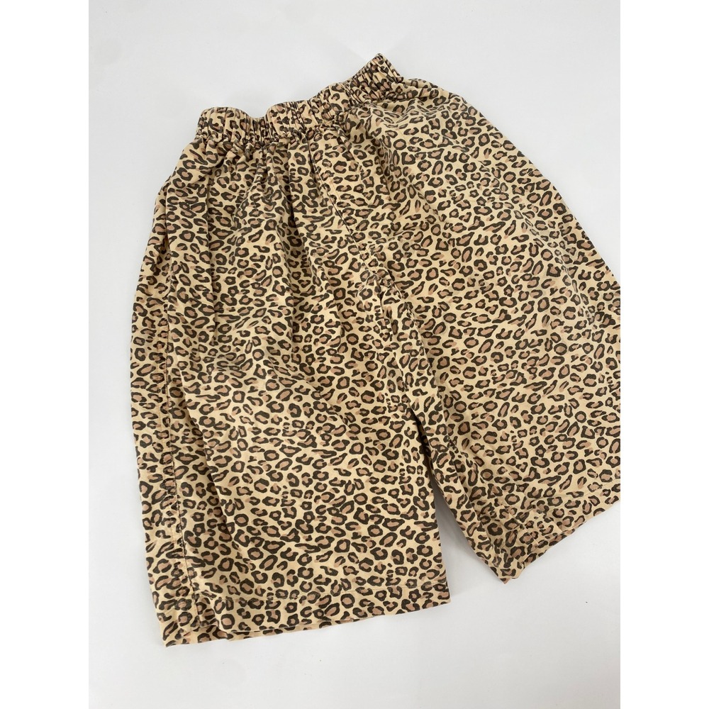 Pink Chicken Leopard Print Shorts Kids 2Y Tan Brown Elastic Waist Cotton